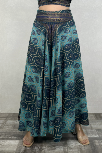 Palermo Kimono Kol İpek Takım - Mavi Kronos