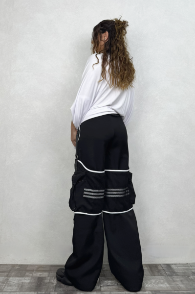 Torba Cep Detaylı Kargo Tasarım Pantolon - Siyah