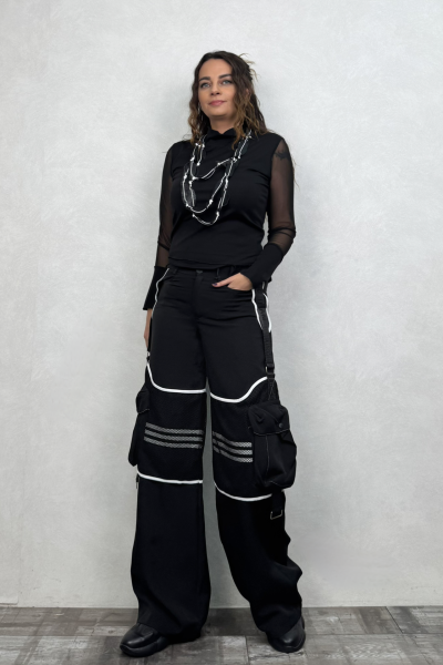 Torba Cep Detaylı Kargo Tasarım Pantolon - Siyah