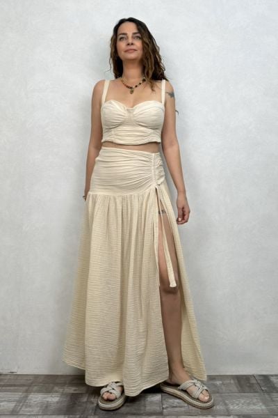 Mezula Drape Müslin Takım - Bej