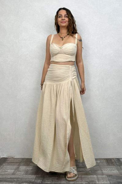 Mezula Drape Müslin Takım - Bej