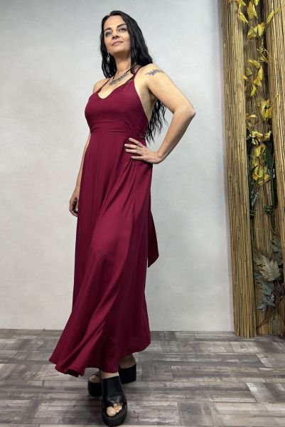 Alice Sırt Detaylı Elbise- Bordo