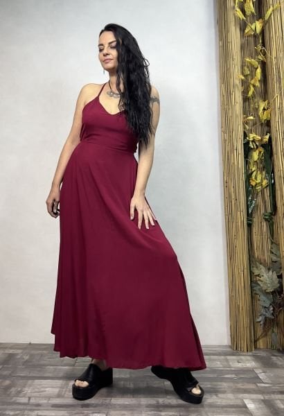 Alice Sırt Detaylı Elbise- Bordo