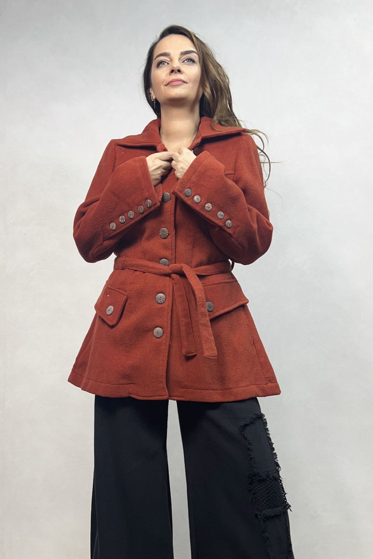 Vintage Hand Made Kışlık Ceket - Kiremit