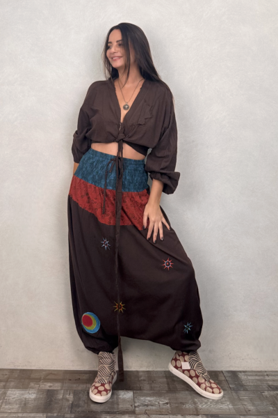 Nepal Clown Şalvar - Kahve Petrol