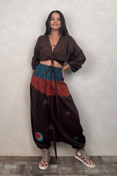 Nepal Clown Şalvar - Kahve Petrol