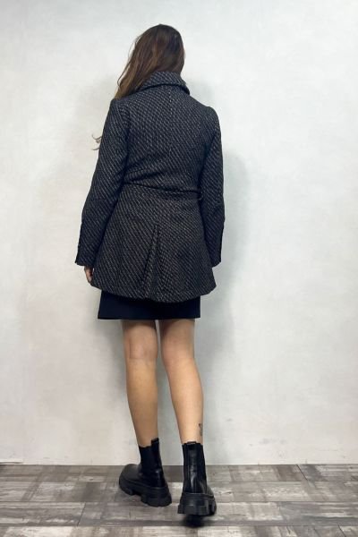 Vintage Hand Made Kışlık Ceket - Siyah Beyaz