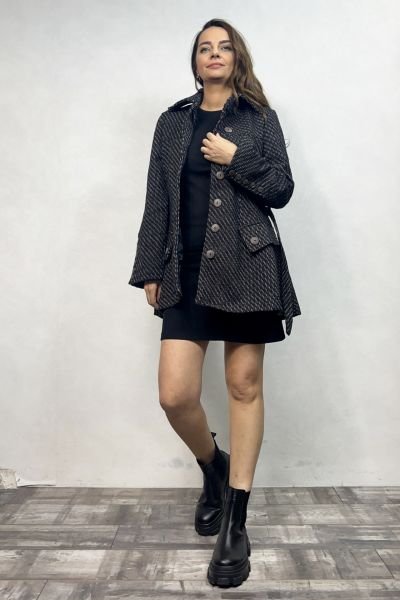Vintage Hand Made Kışlık Ceket - Siyah Beyaz