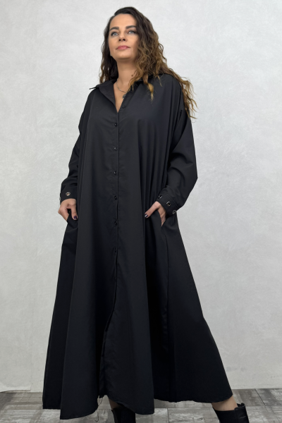 Oversize Gömlek Elbise - Siyah