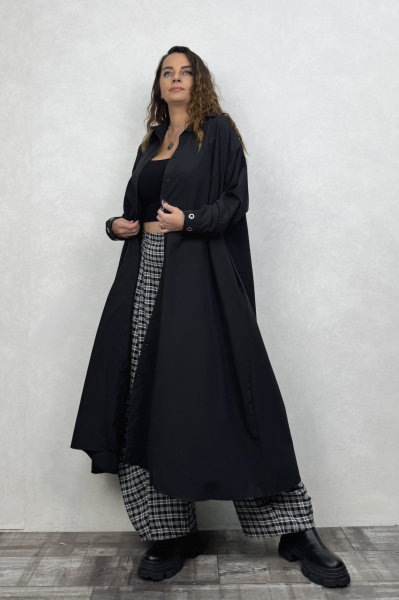 Oversize Gömlek Elbise - Siyah