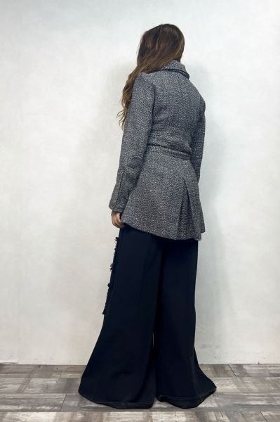 Vintage Hand Made Kışlık Ceket - Beyaz Siyah