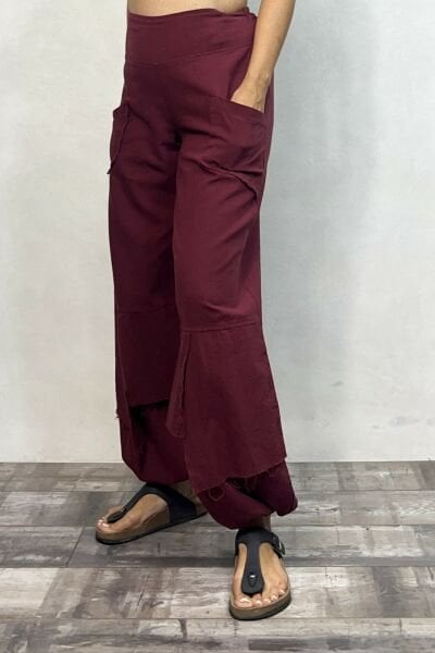 Mia Parçalı Pantolon - Bordo