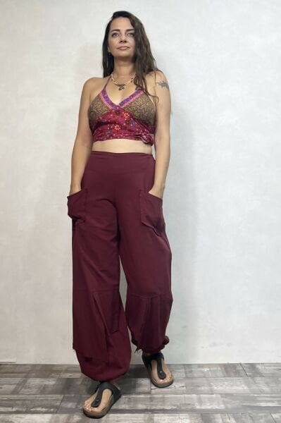Mia Parçalı Pantolon - Bordo