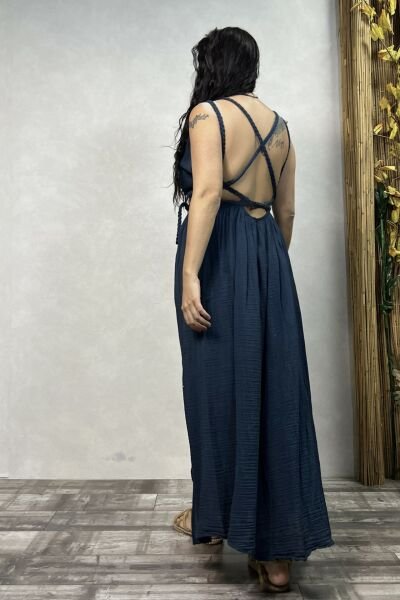 Niobe Müslin Elbise Midnight Navy- Lacivert