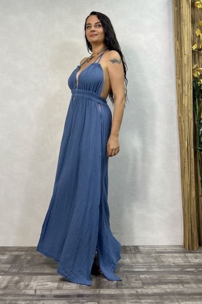Lilith Müslin Elbise Moonlight Blue - Mavi