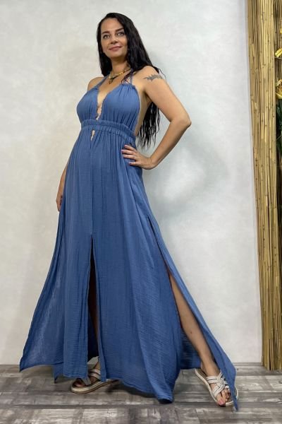Lilith Müslin Elbise Moonlight Blue - Mavi