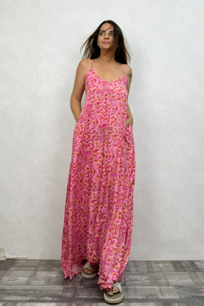 Sueno İpek Elbise - Pembe Dalga
