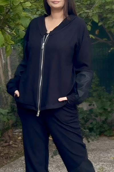 Lamante Holly Çift Taraflı Triko Bluz - Siyah