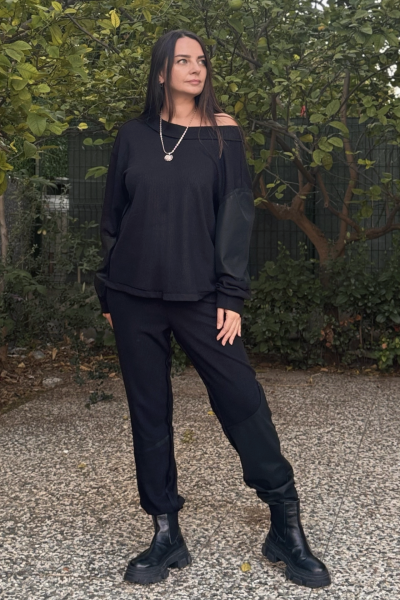 Lamante Holly Çift Taraflı Triko Bluz - Siyah