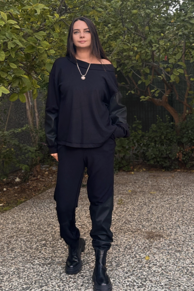 Lamante Holly Çift Taraflı Triko Bluz - Siyah