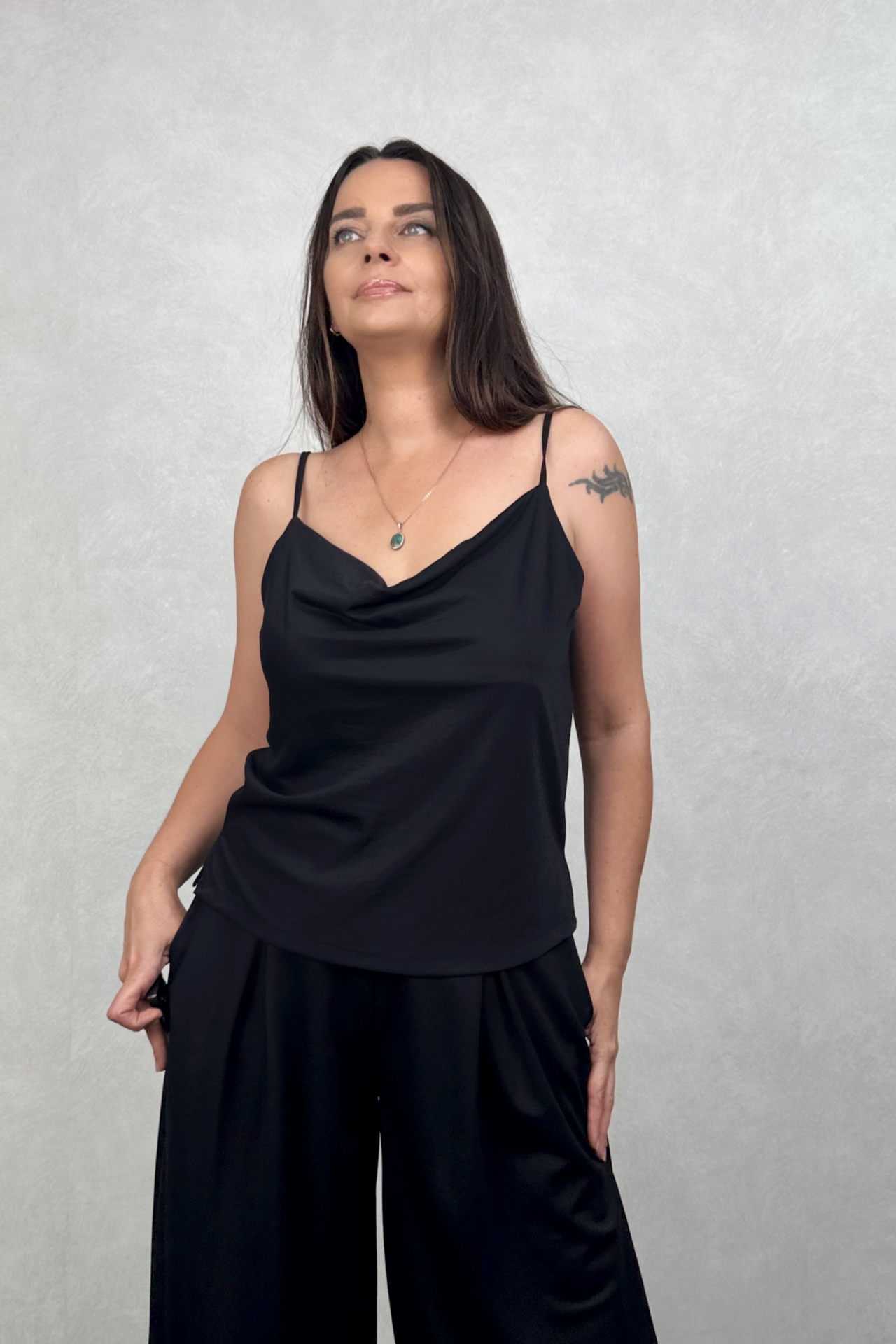 Lamante Perla Askılı Bluz - Siyah