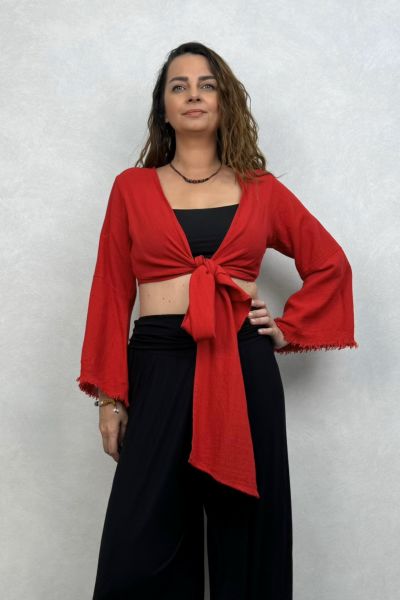 Soly Nature Müslin Bolero Bluz Barbados Cherry - Vişne