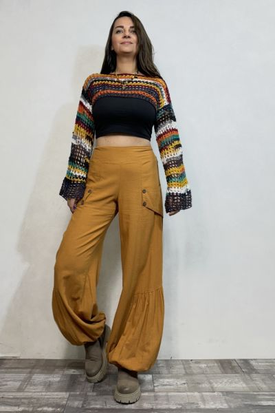 İspanyol Kol File Örgü Bolero- Gökkuşağı Batik
