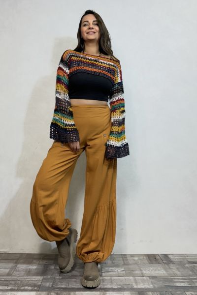 İspanyol Kol File Örgü Bolero- Gökkuşağı Batik