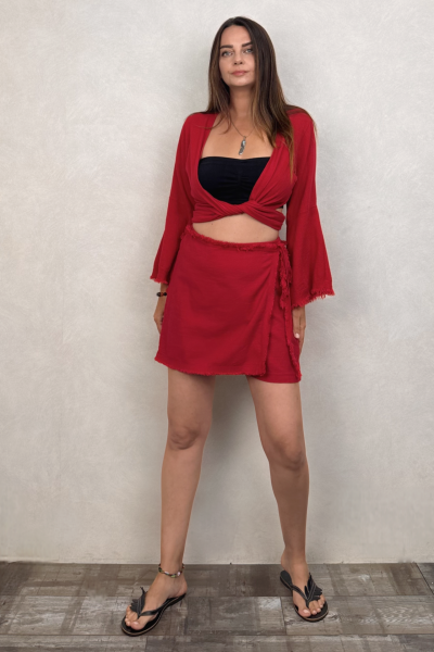 Soly Nature Müslin Bolero Bluz Barbados Cherry - Vişne