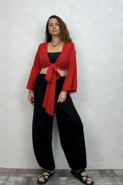 Soly Nature Müslin Bolero Bluz Barbados Cherry - Vişne