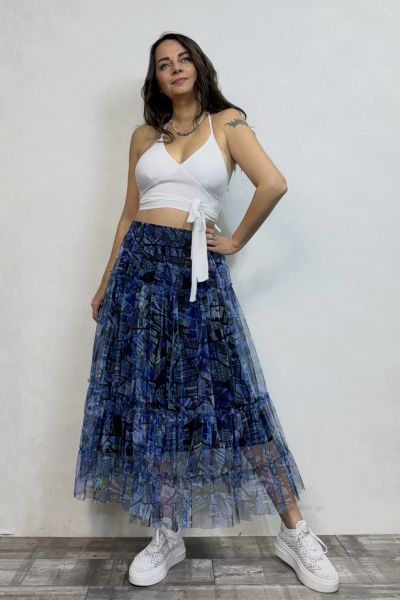 Boyundan Bağlamalı Kuplu Crop Bluz - Beyaz