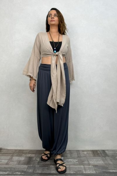Soly Nature Müslin Bolero Bluz - Bej