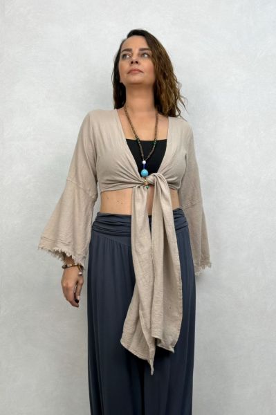 Soly Nature Müslin Bolero Bluz - Bej