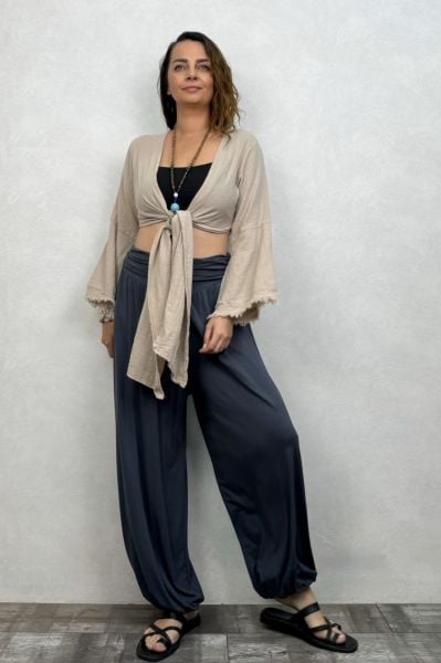 Soly Nature Müslin Bolero Bluz - Bej