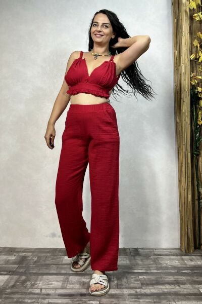 Rio Müslin Crop Top Barbados Cherry - Vişne