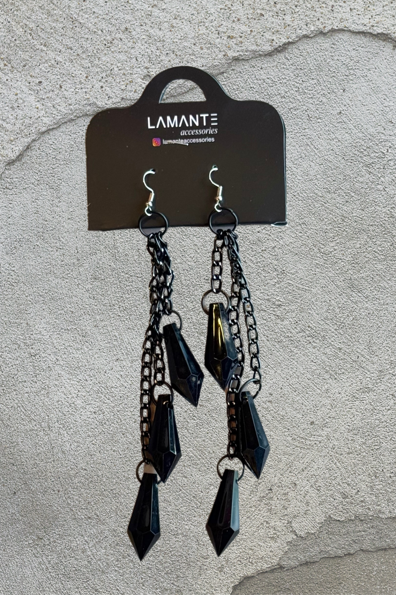 Lamante Salkım Küpe- Siyah