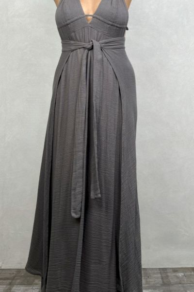 Afro Kaftan Elbise Dark Grey - Antrasit