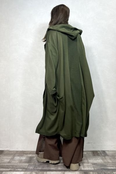 Kapşonlu Salaş Kaftan - Haki