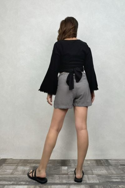 Soly Nature Müslin Bolero Bluz - Siyah