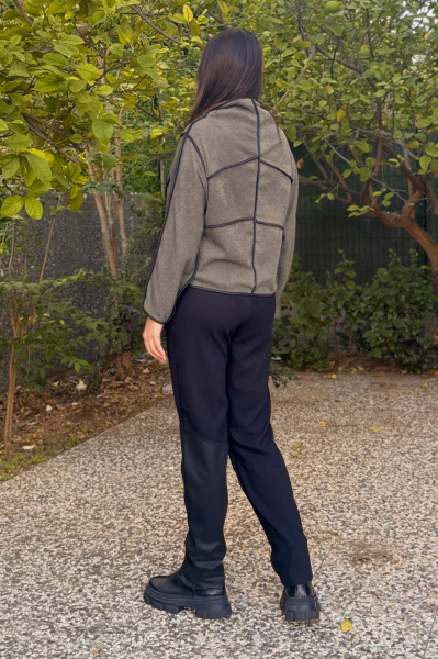 Lamante Teos Siyah Biyeli Bluz - Haki Yeşil