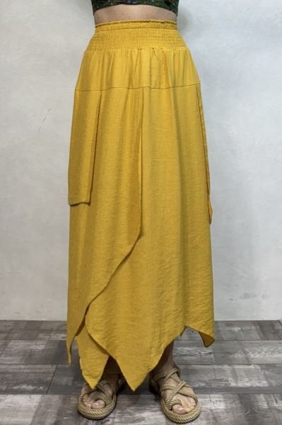 Avita Asimetrik Katlı Etek  - Sarı