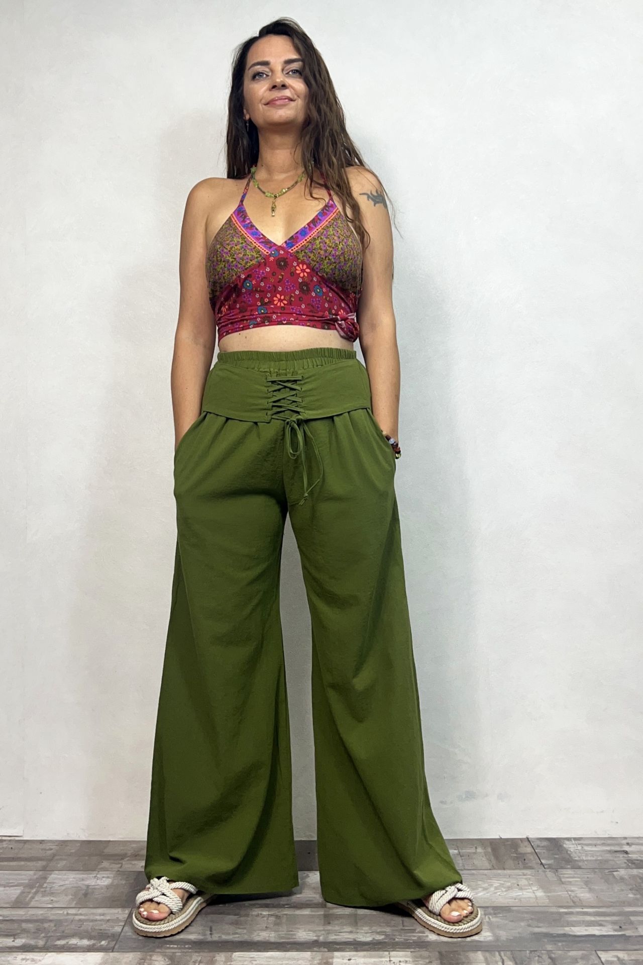Fendi Kemerli Pantolon - Haki