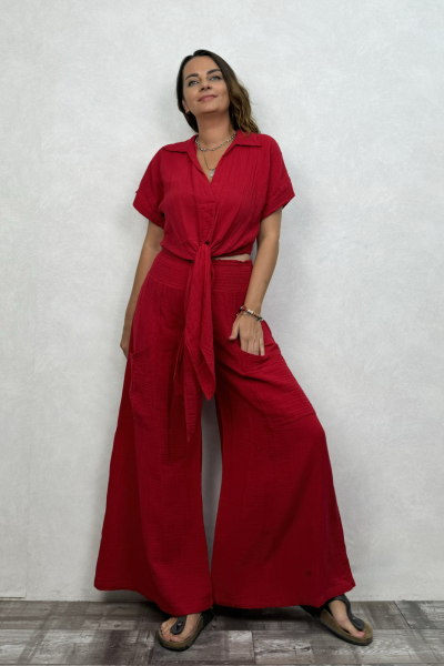 Bendis Müslin Pantolon Barbados Cherry -Vişne