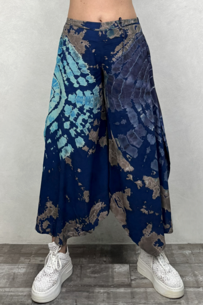 Yırtmaçlı Batik Pantolon - Lacivert