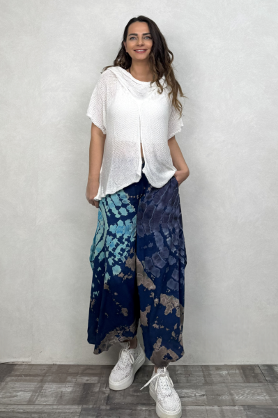 Degaje Merserize Bluz  - Beyaz