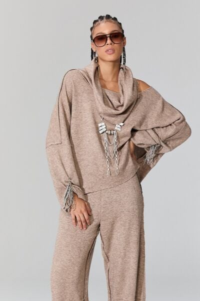 Lamante Taşlı  Zincir Kolye -  Beyaz Silver