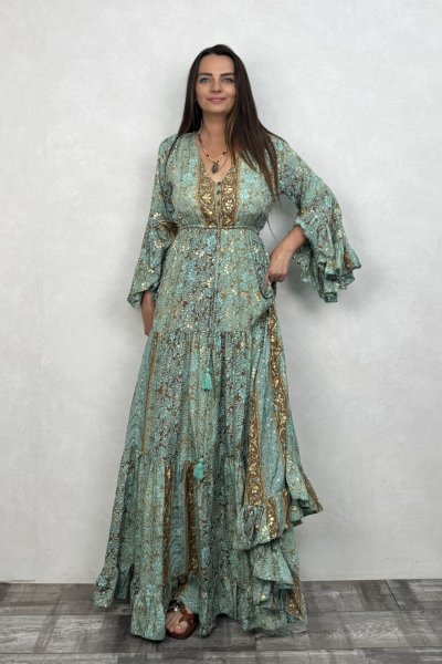 Juliana İpek Elbise - Mint