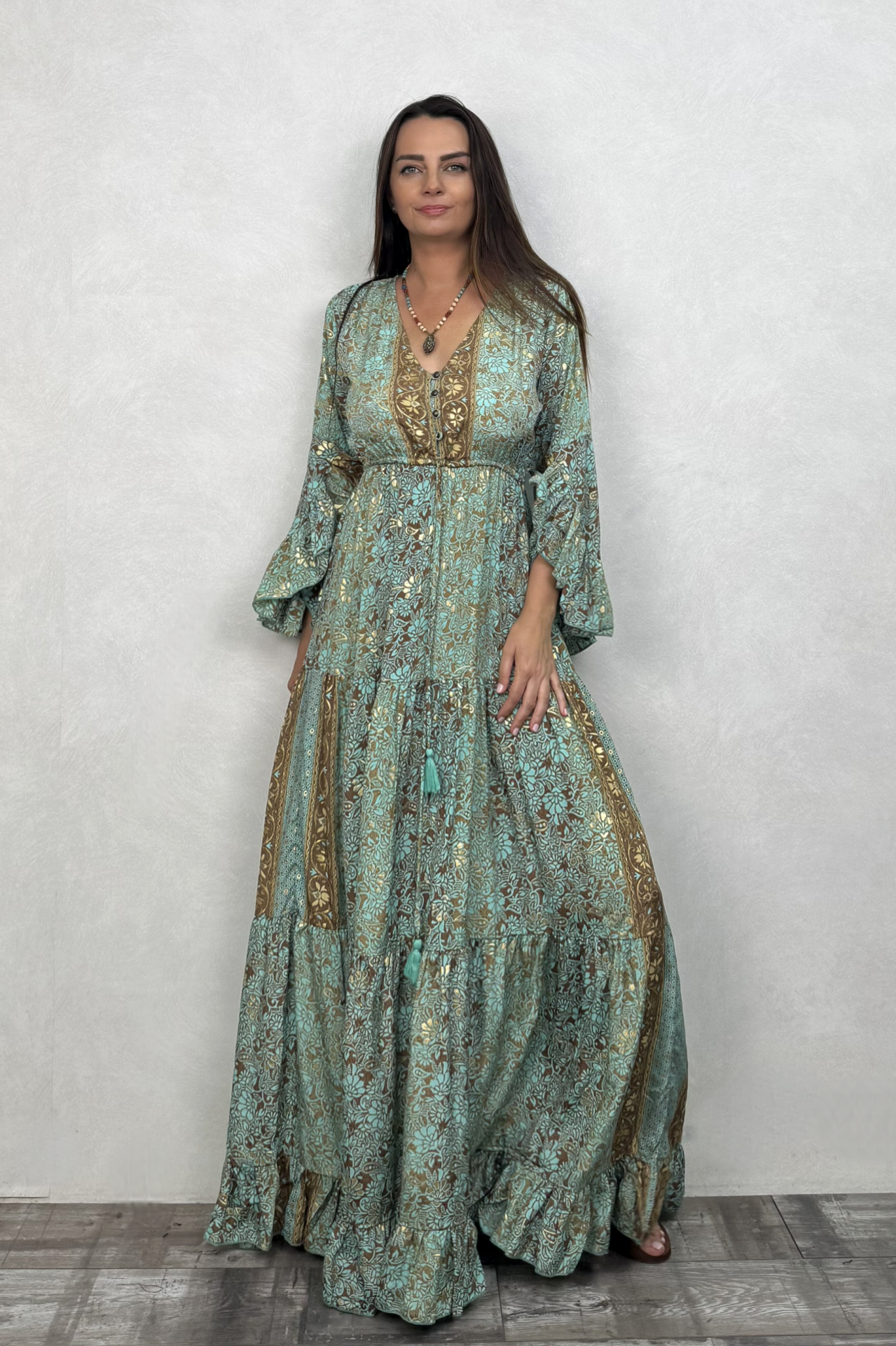 Juliana İpek Elbise - Mint