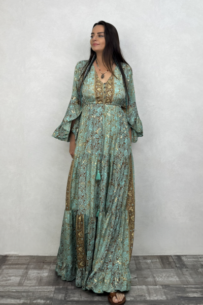 Juliana İpek Elbise - Mint