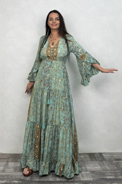 Juliana İpek Elbise - Mint